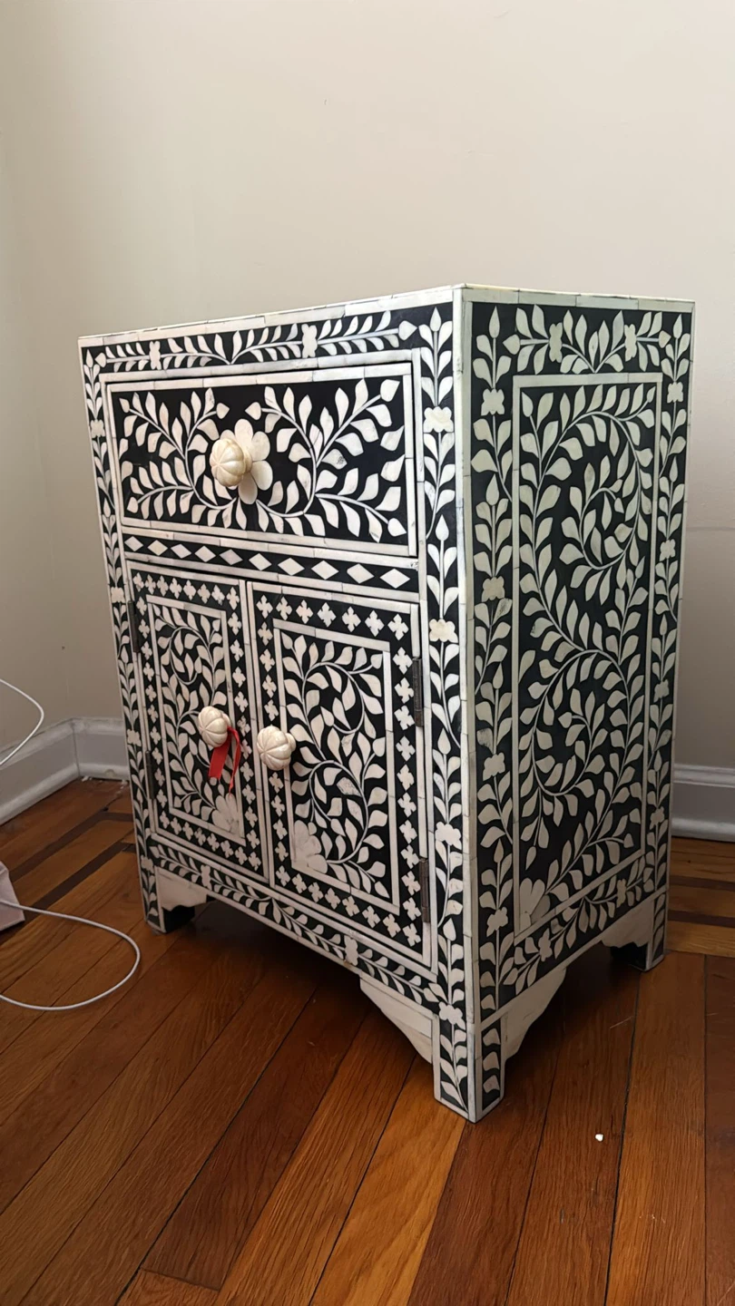 Bone Inlay Nightstand Floral Design - photo 2