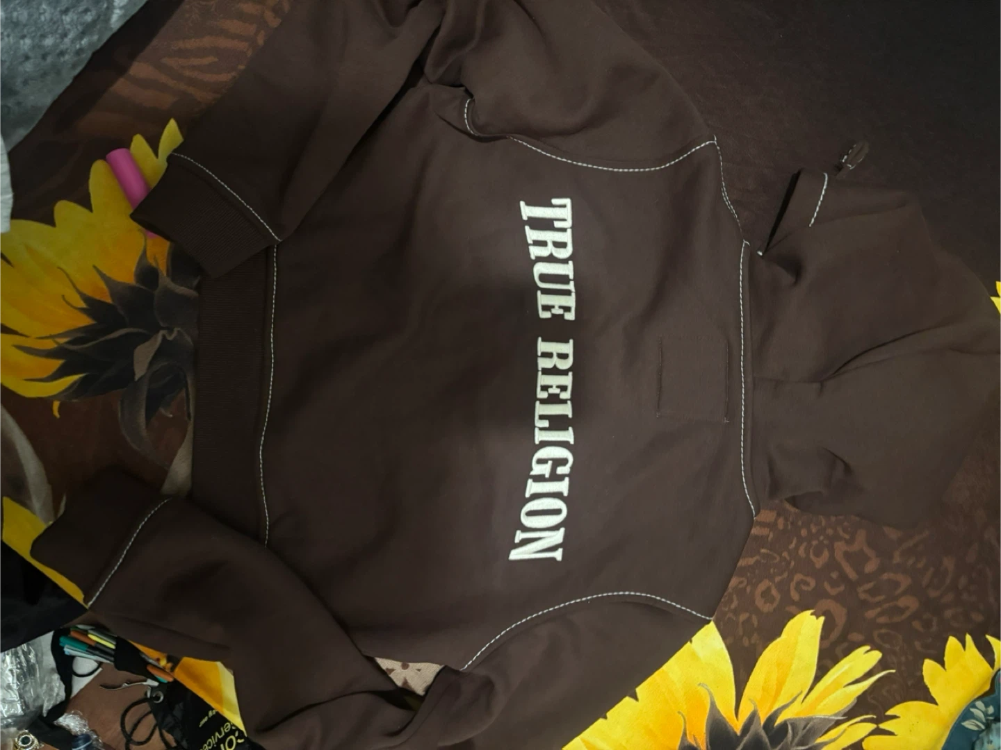 True Religion Brown Zip-Up Hoodie - Size L - photo 2