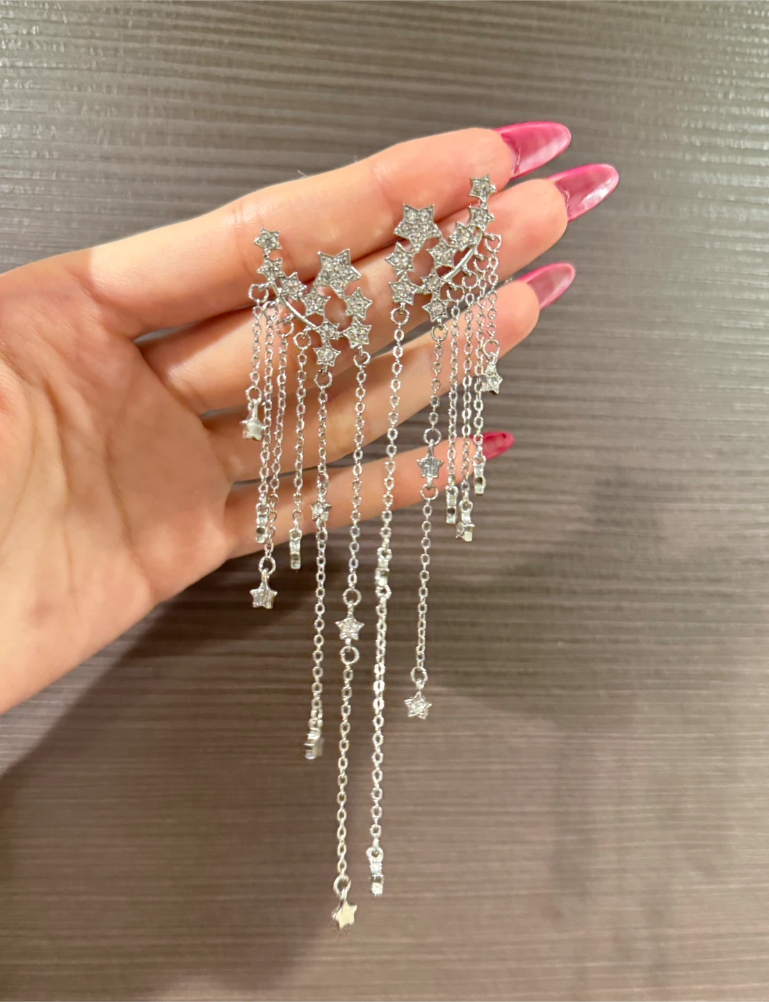 Sparkly Star Fringe Earrings