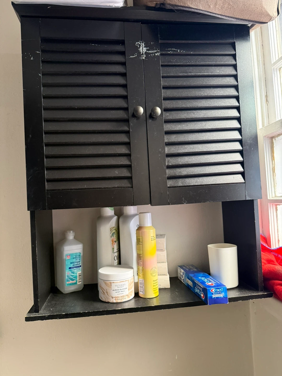 Black Louvered Bathroom Wall Cabinet - photo 3
