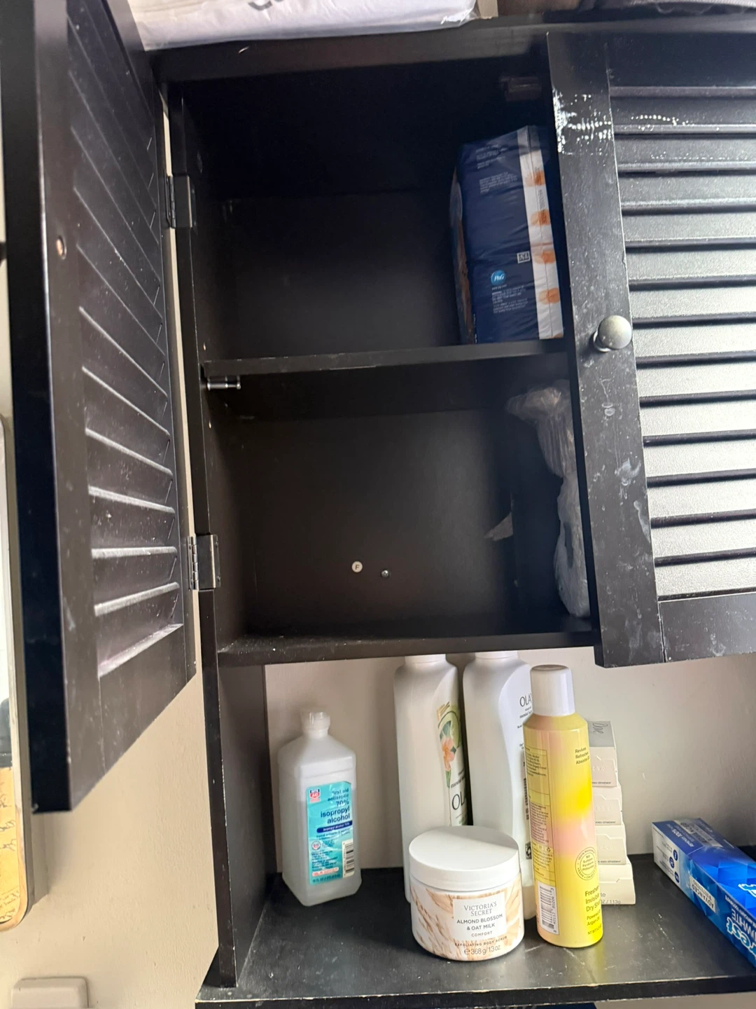 Black Louvered Bathroom Wall Cabinet - photo 2