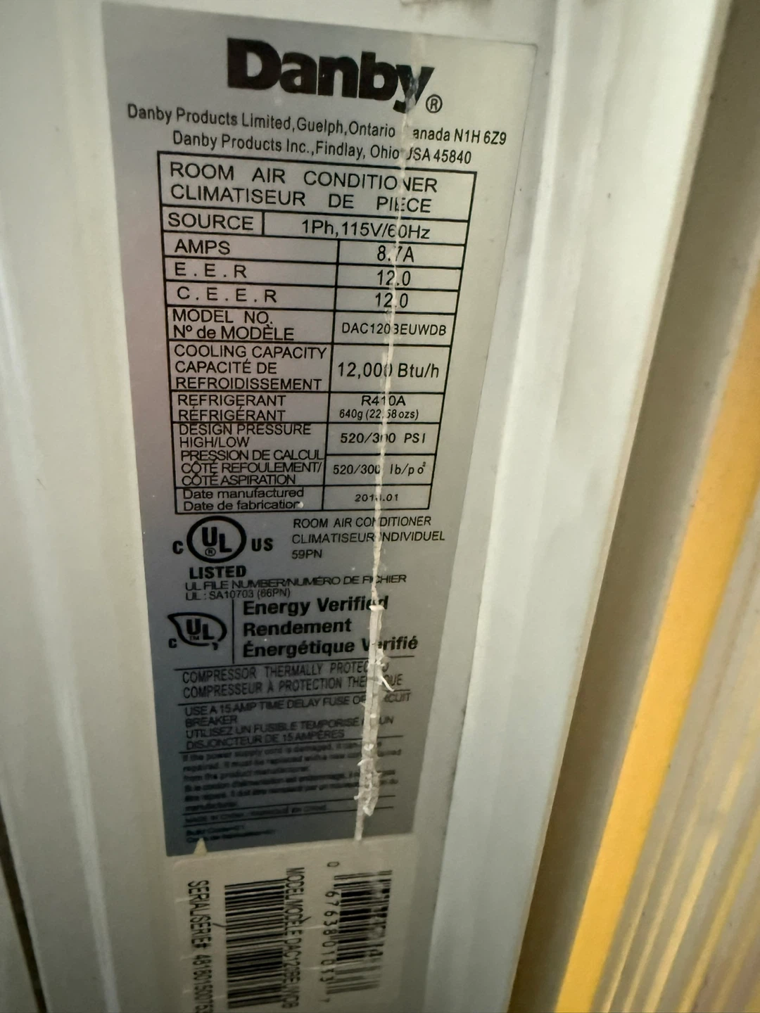 Danby Room Air Conditioner DAC1203EWDB - photo 3