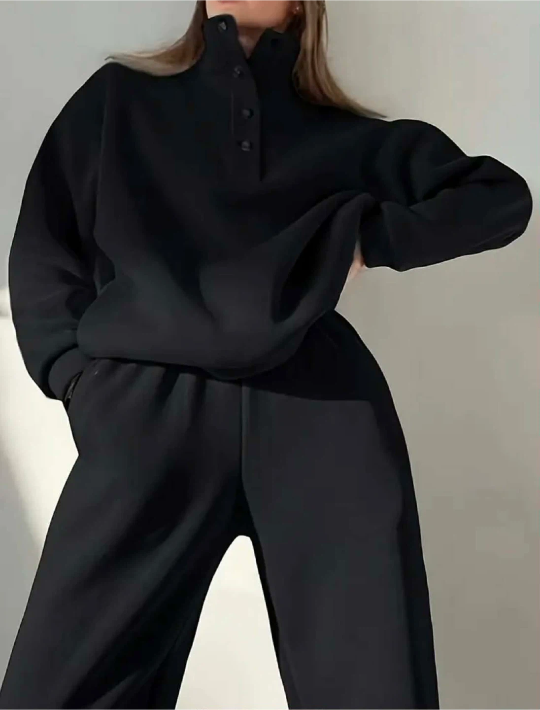 Black Jogger Sweatpants and Pullover Set - photo 2