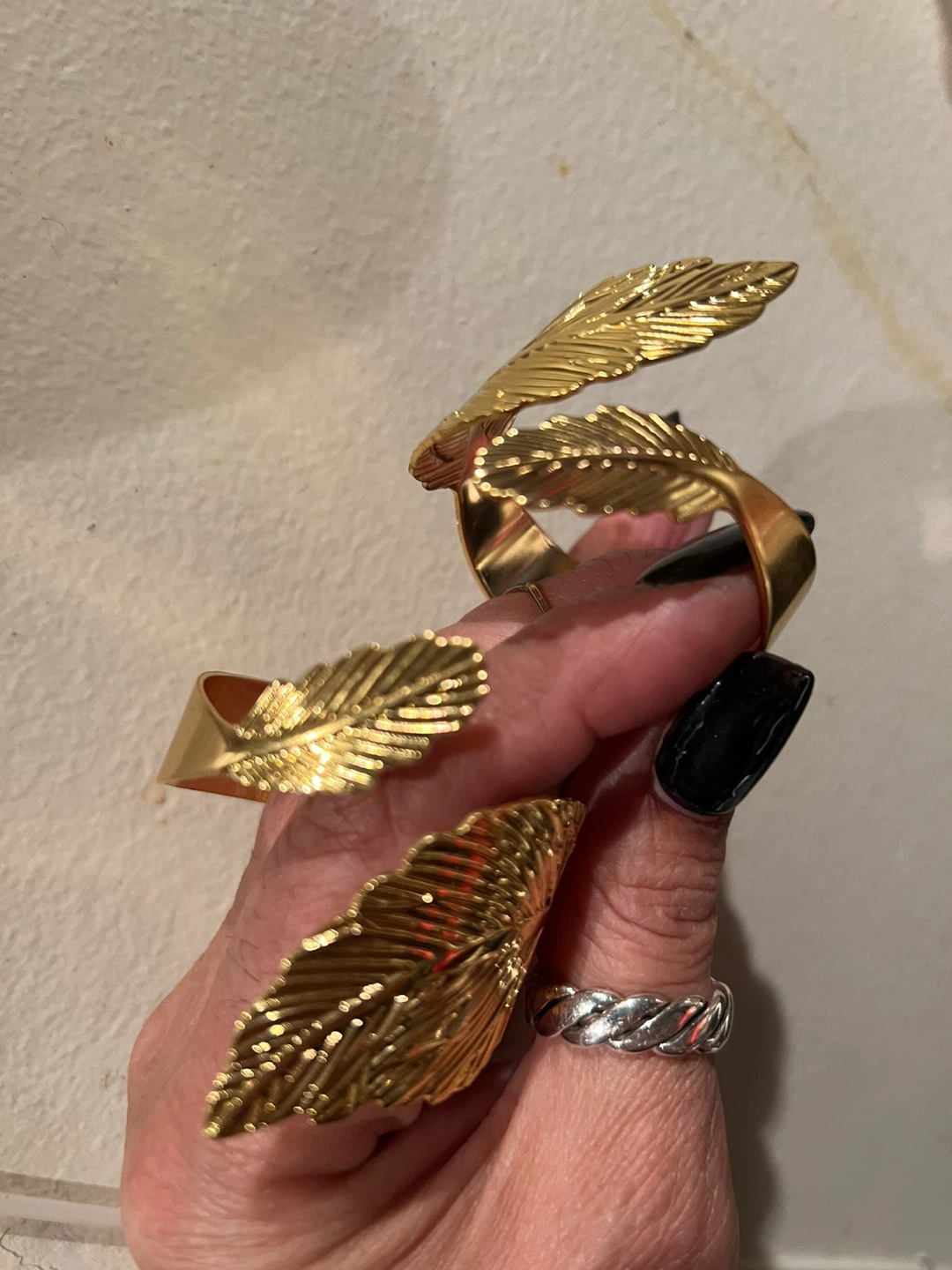 Gold Feather Cuff napkin holder