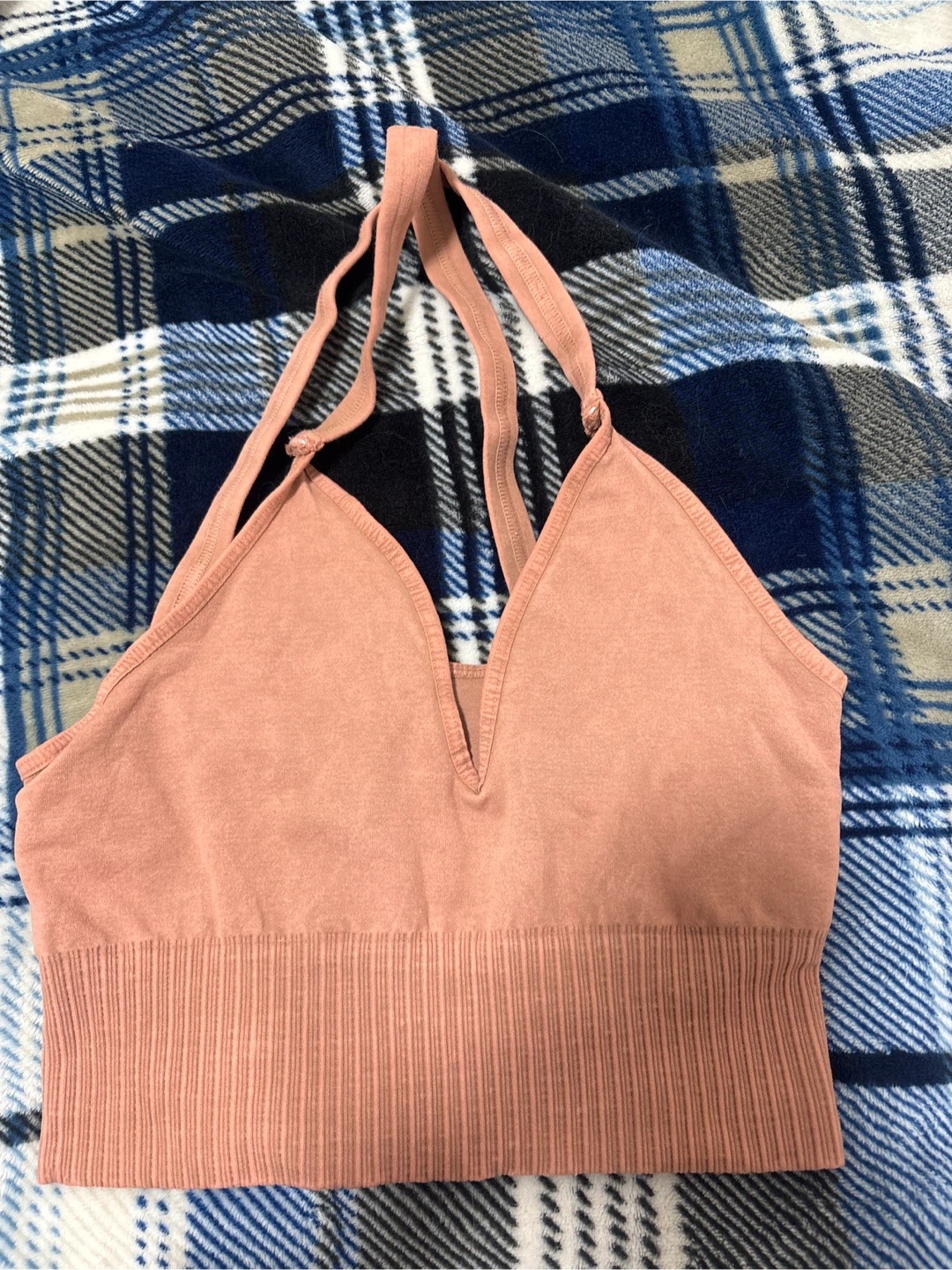 Seamless Halter Neck Crop Top - Pink