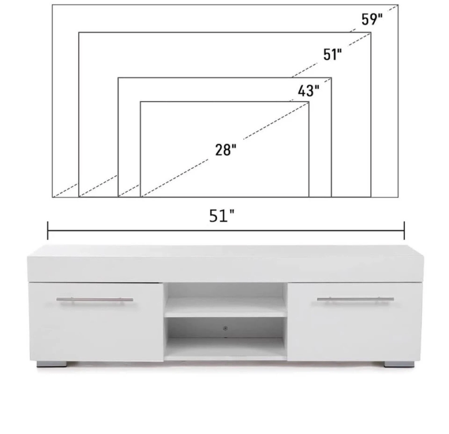 Hommpa White High Gloss TV Stand for TVs up to 59" - photo 2