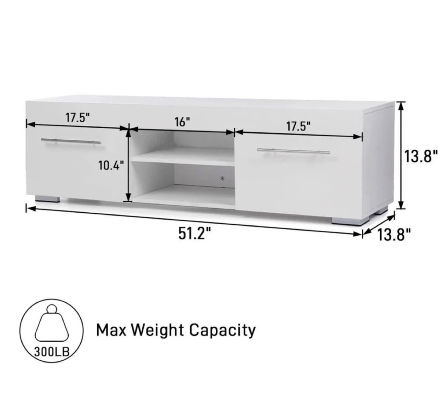 Hommpa White High Gloss TV Stand for TVs up to 59" - photo 4
