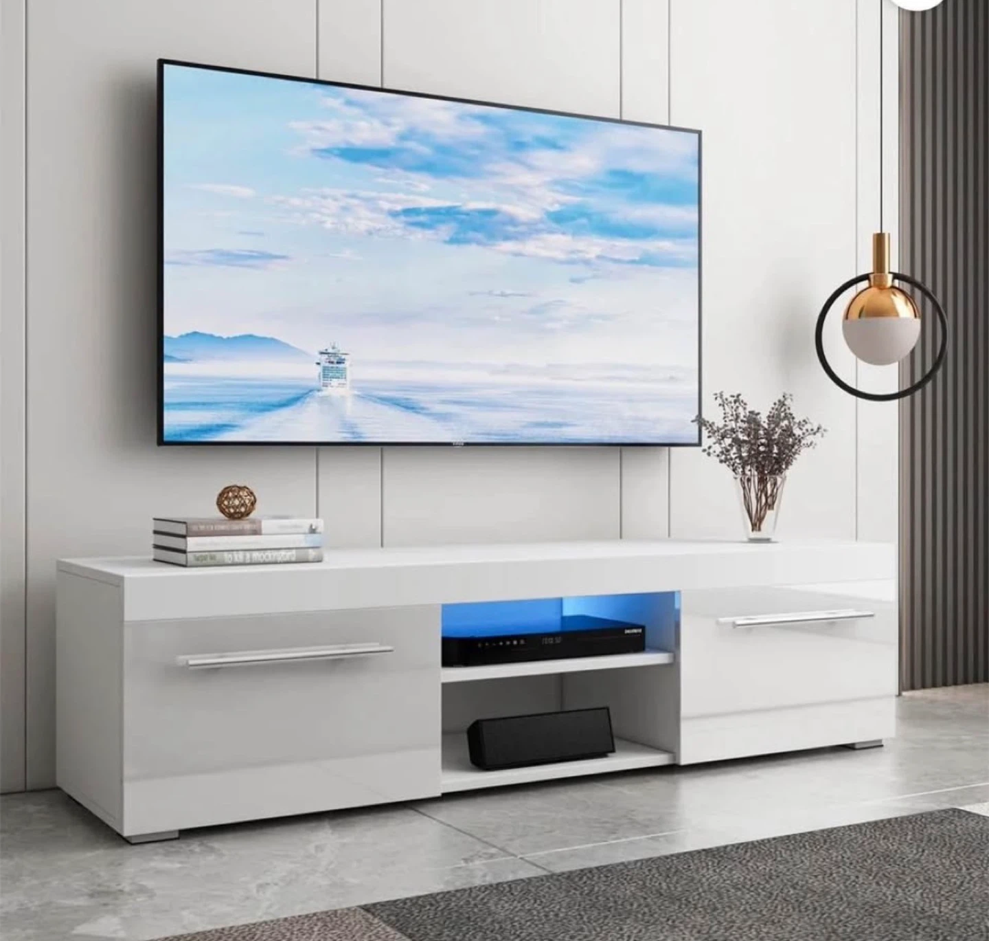 Hommpa White High Gloss TV Stand for TVs up to 59" - photo 3