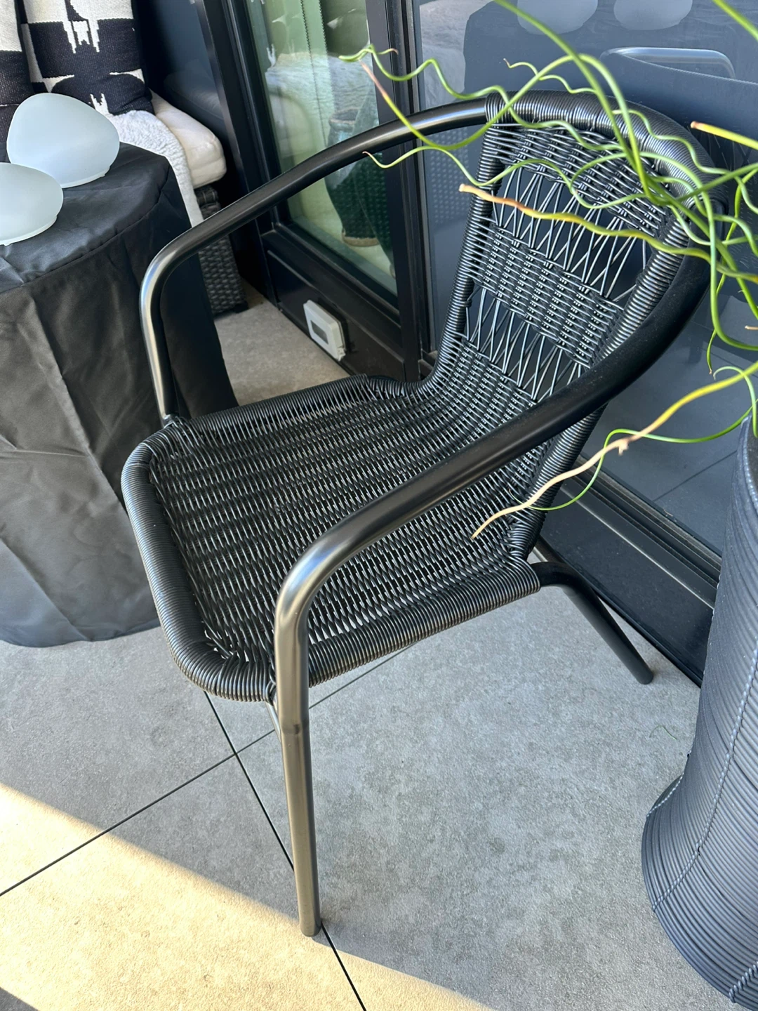 CB2 Black Woven Patio Chair