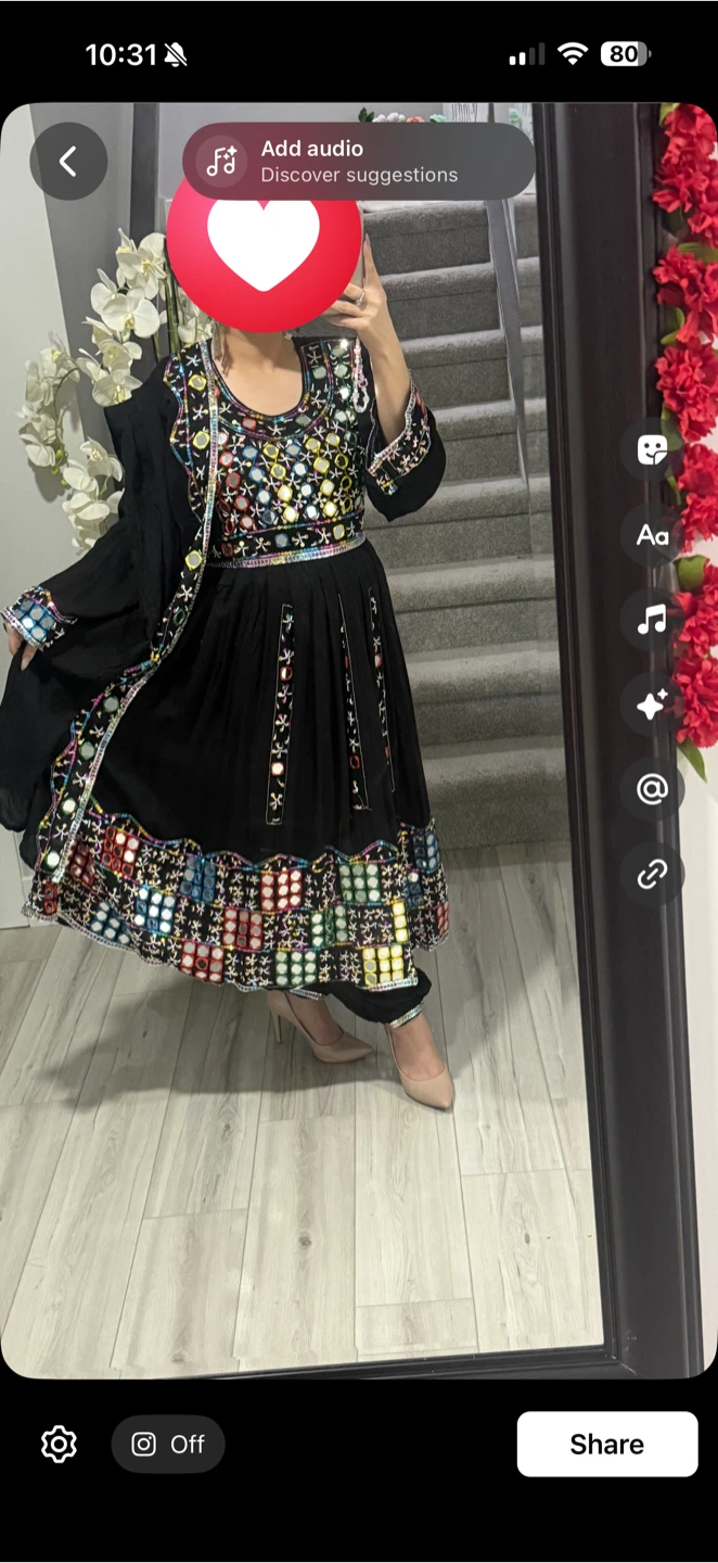Black Embroidered Dress with Mirror Work