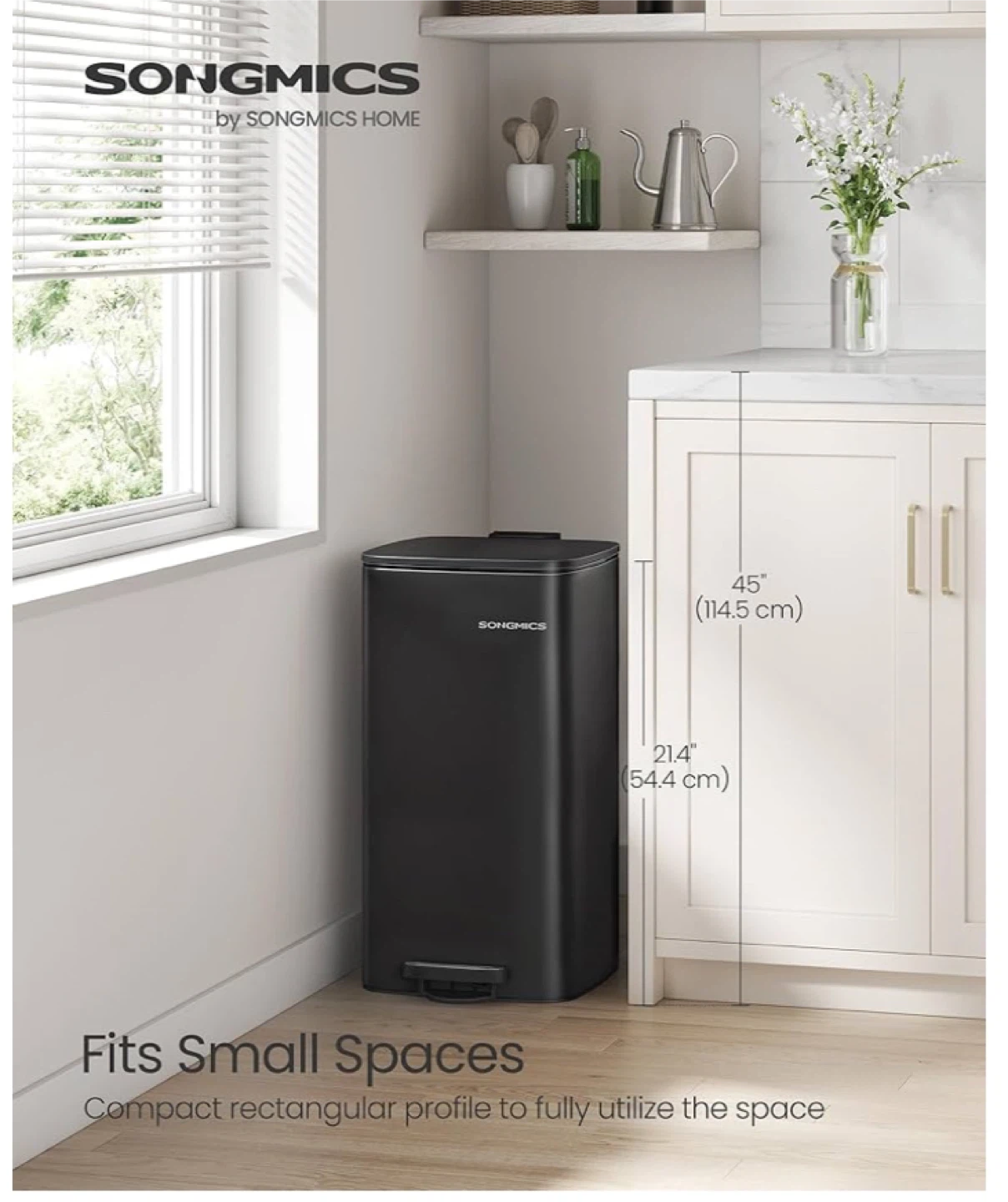 SONGMICS 8 Gallon (30L) Black Step Trash Can - photo 2