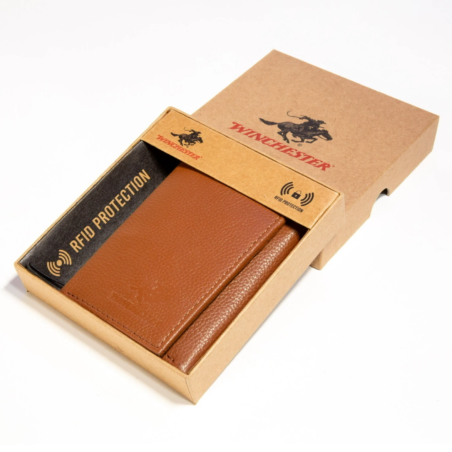 Winchester Genuine Leather Trifold Wallet RFID Protection Brown - photo 4