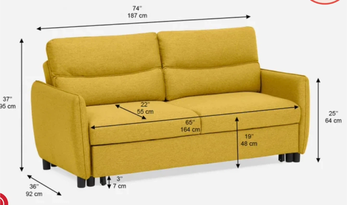 Yellow Sofa Bed - Queen Size - photo 3