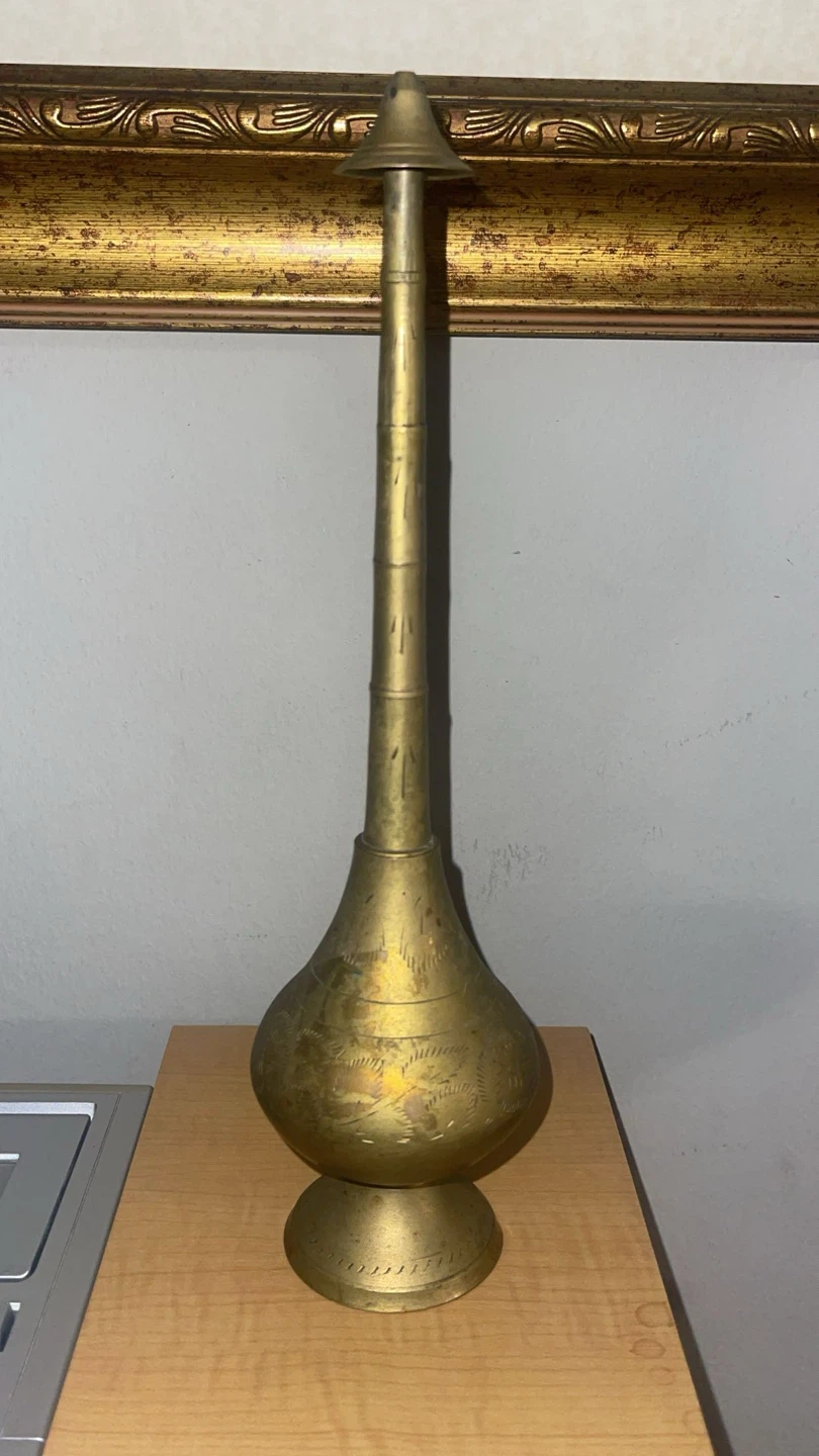 Vintage Etched Brass Vase