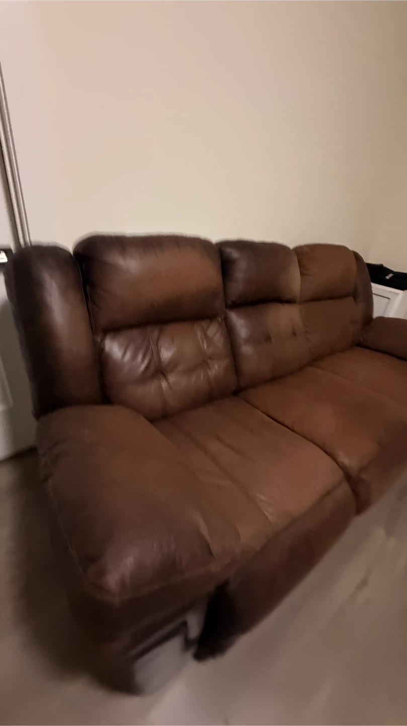 Free - delivery, Brown Leather Loveseat Recliner Sofa - photo 3