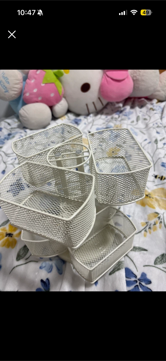 White Mesh Rotating Desk Organizer