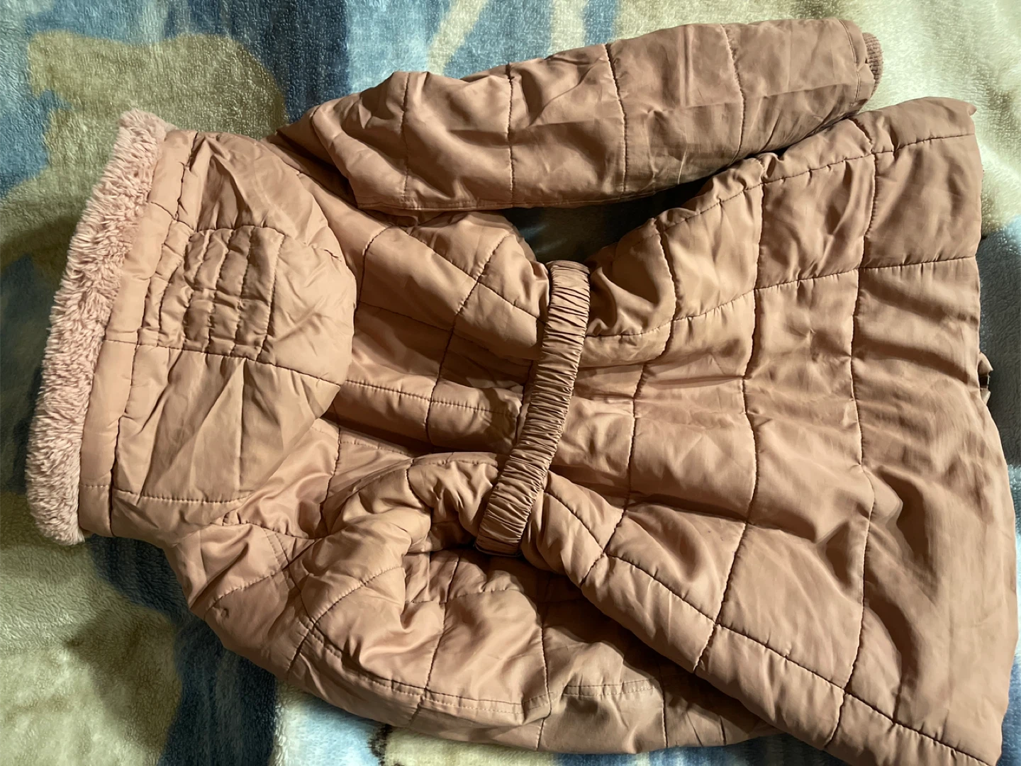 Pink Quilted Winter Coat with Fur-Lined Hood - photo 4