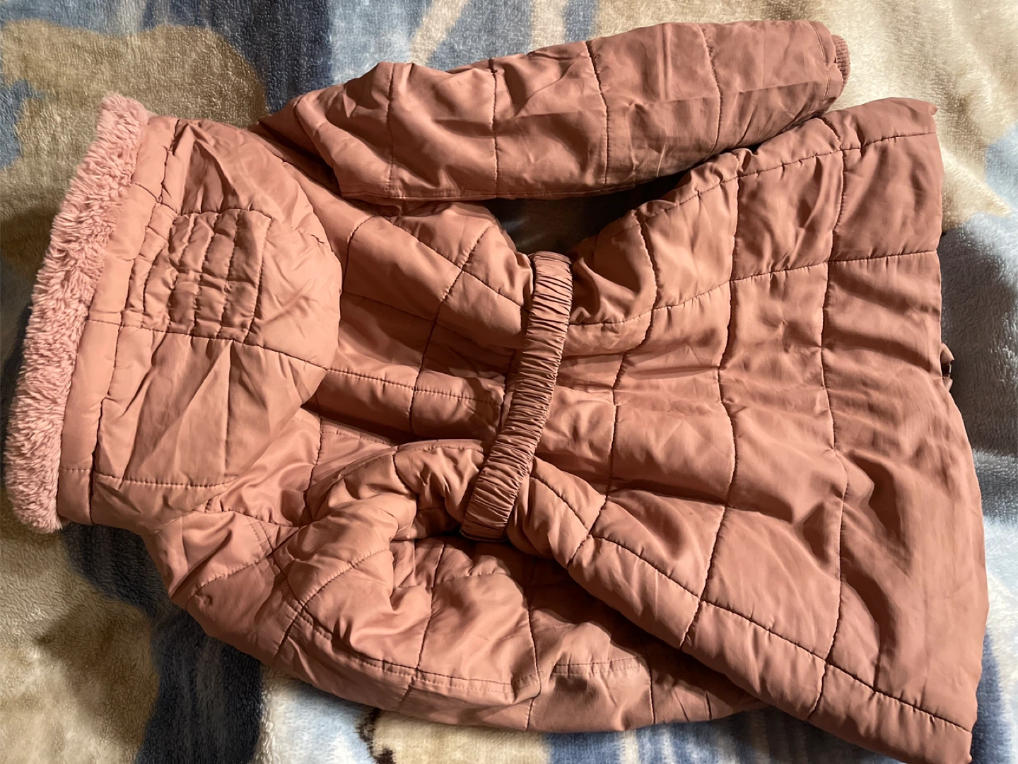 Pink Quilted Winter Coat with Fur-Lined Hood - photo 5