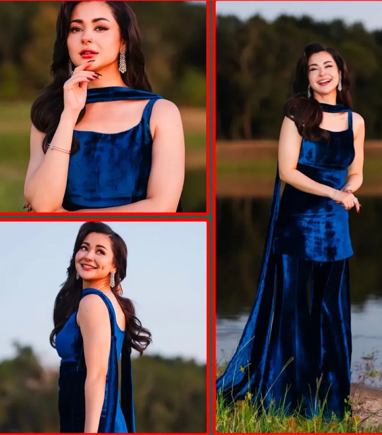 Royal Blue Velvet Sharara Set - photo 2
