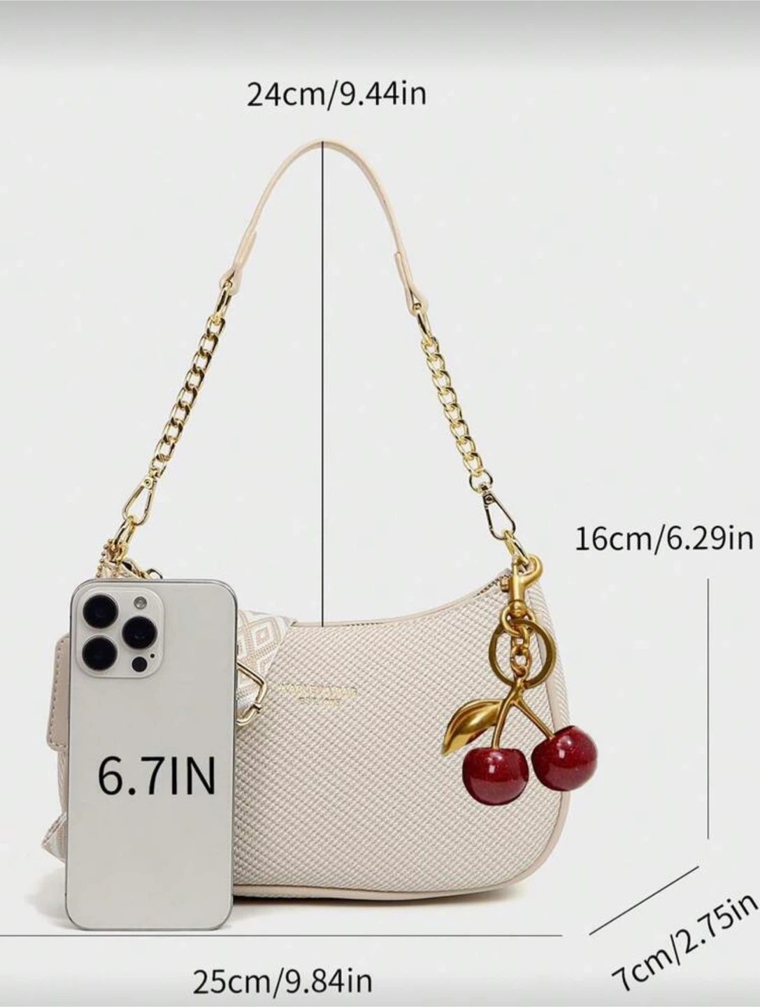 Shoulder Bag with Cherry Charm - photo 4