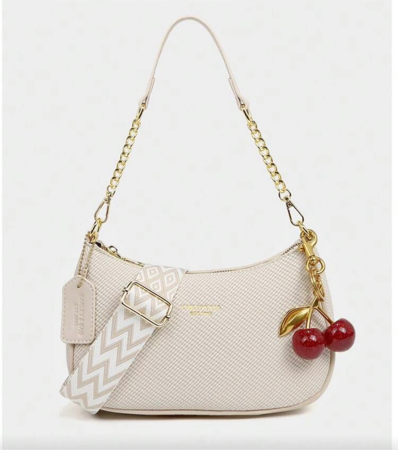 Shoulder Bag with Cherry Charm - photo 5