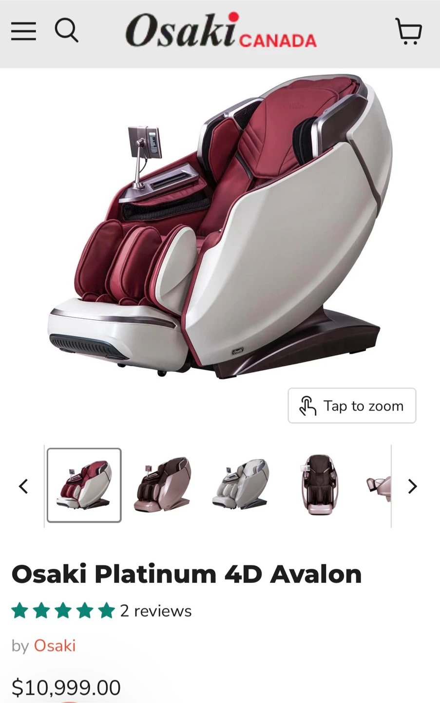 Osaki Platinum 4D Avalon massage chair