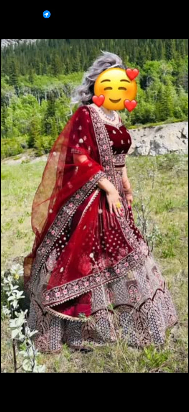 Red Velvet Lehenga Choli with Dupatta