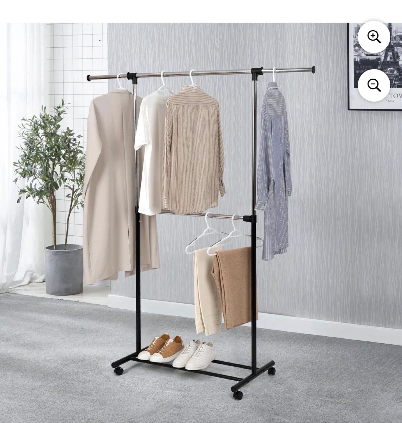 Double Garment Rack with Wheels