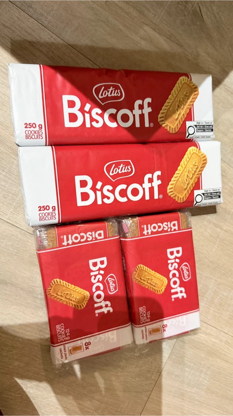 Lotus Biscoff Cookies Biscuits - 2 x 250g & 2 x 124g Snack Packs
