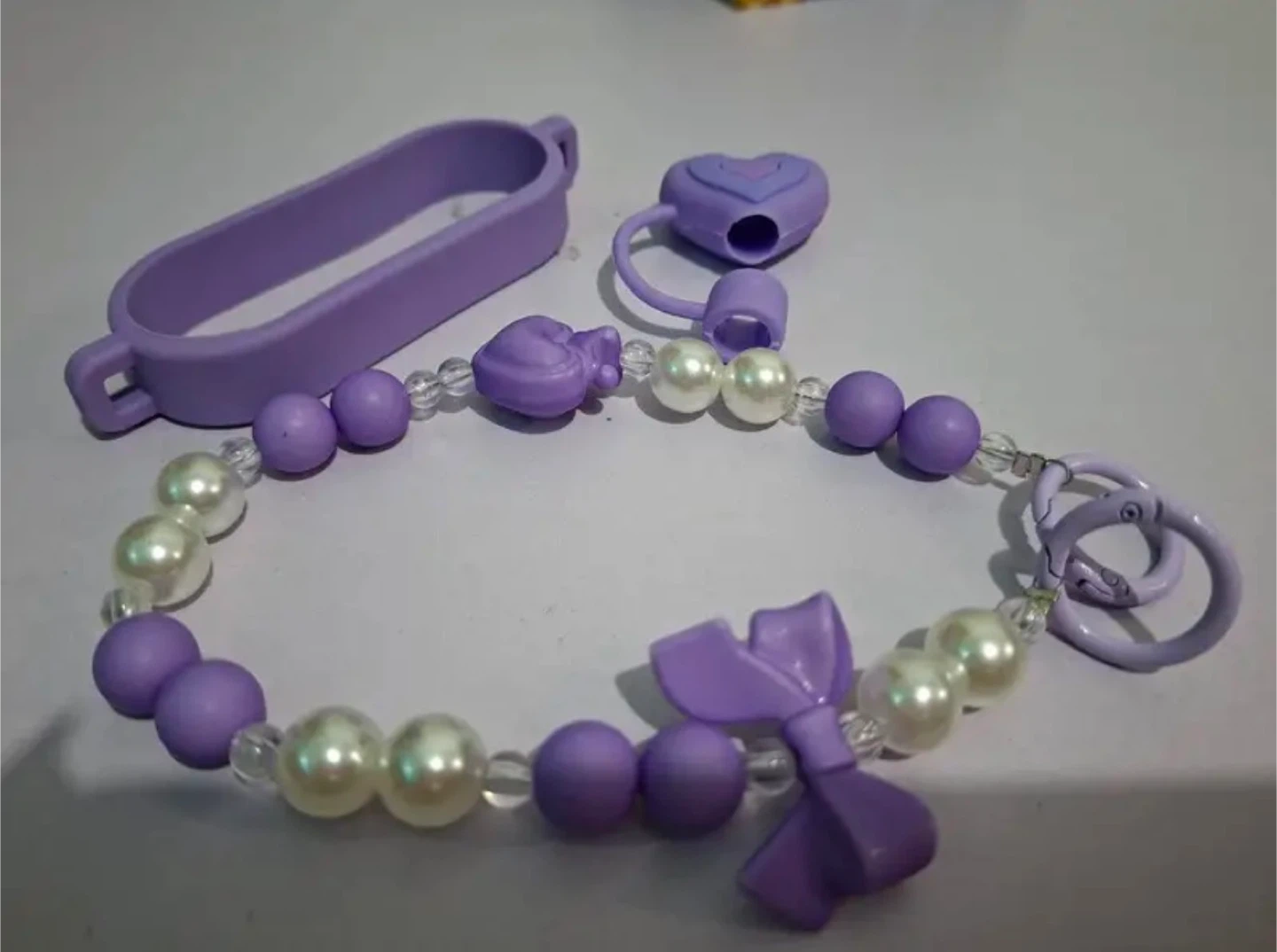 Purple Beaded Charm Strap with Cup Lid - photo 2