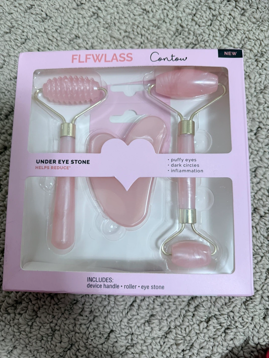 FLFWLASS Contow Pink Jade Face Roller & Gua Sha Set