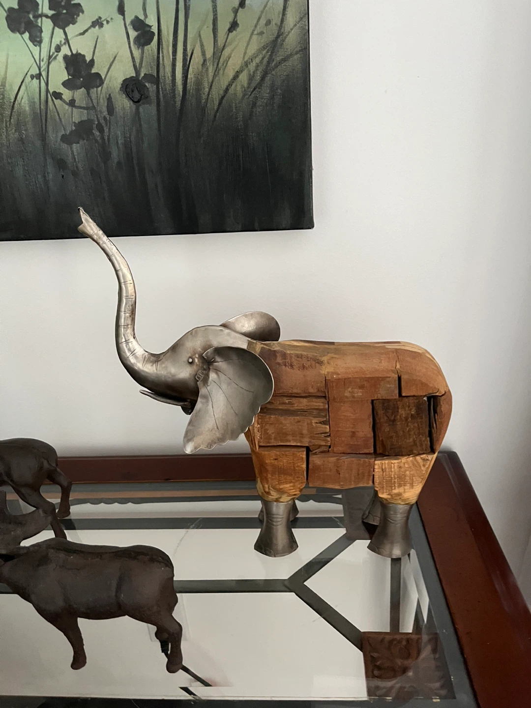Wooden and Metal Elephant Figurine