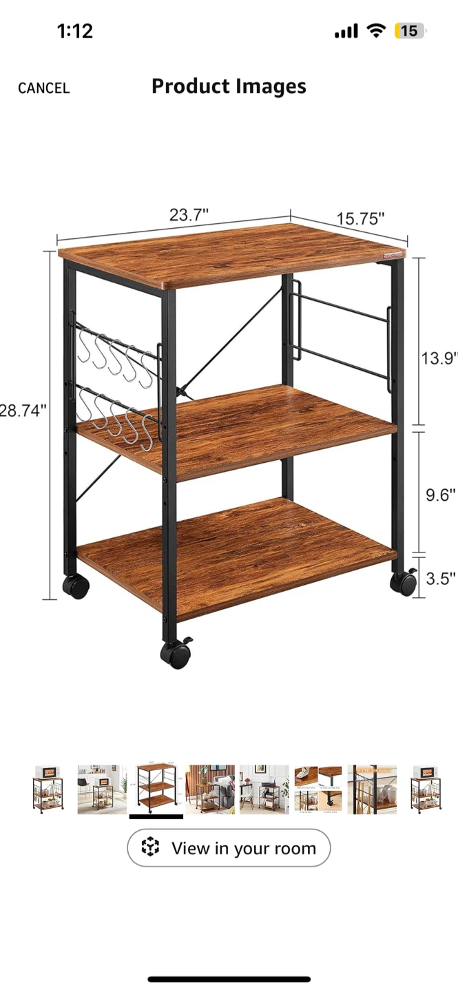 3-Tier Rolling Kitchen Cart