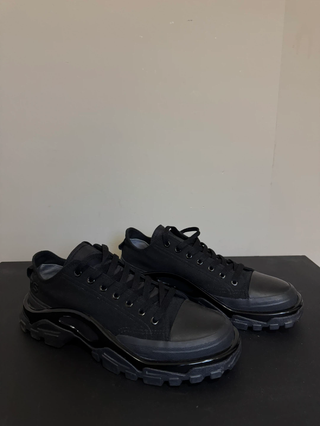 Adidas x RAF Simons Black Canvas Sneakers - Size 9
