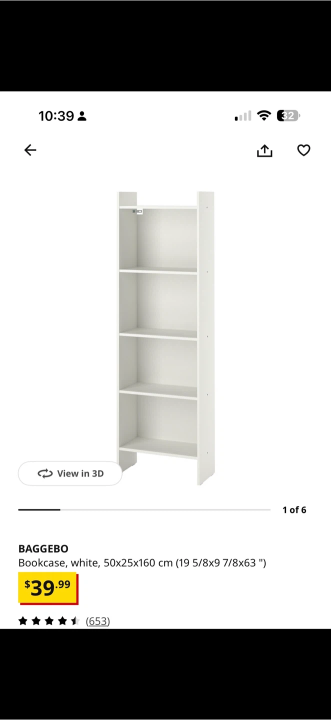 IKEA BAGGEBO Bookcase - White 50x25x160 cm