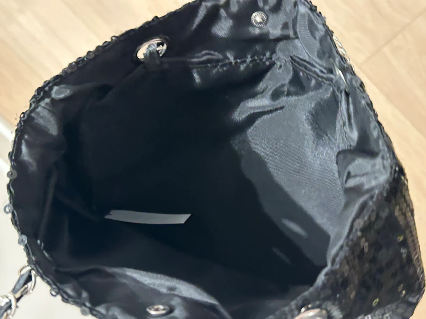 Vintage Black Sequin Hand Bag w/ Chain Strap - photo 2