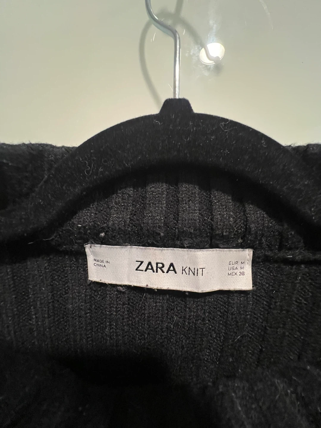 Zara Knit Black Crop Sweater w/ Zipper Sleeves - Size M - photo 3