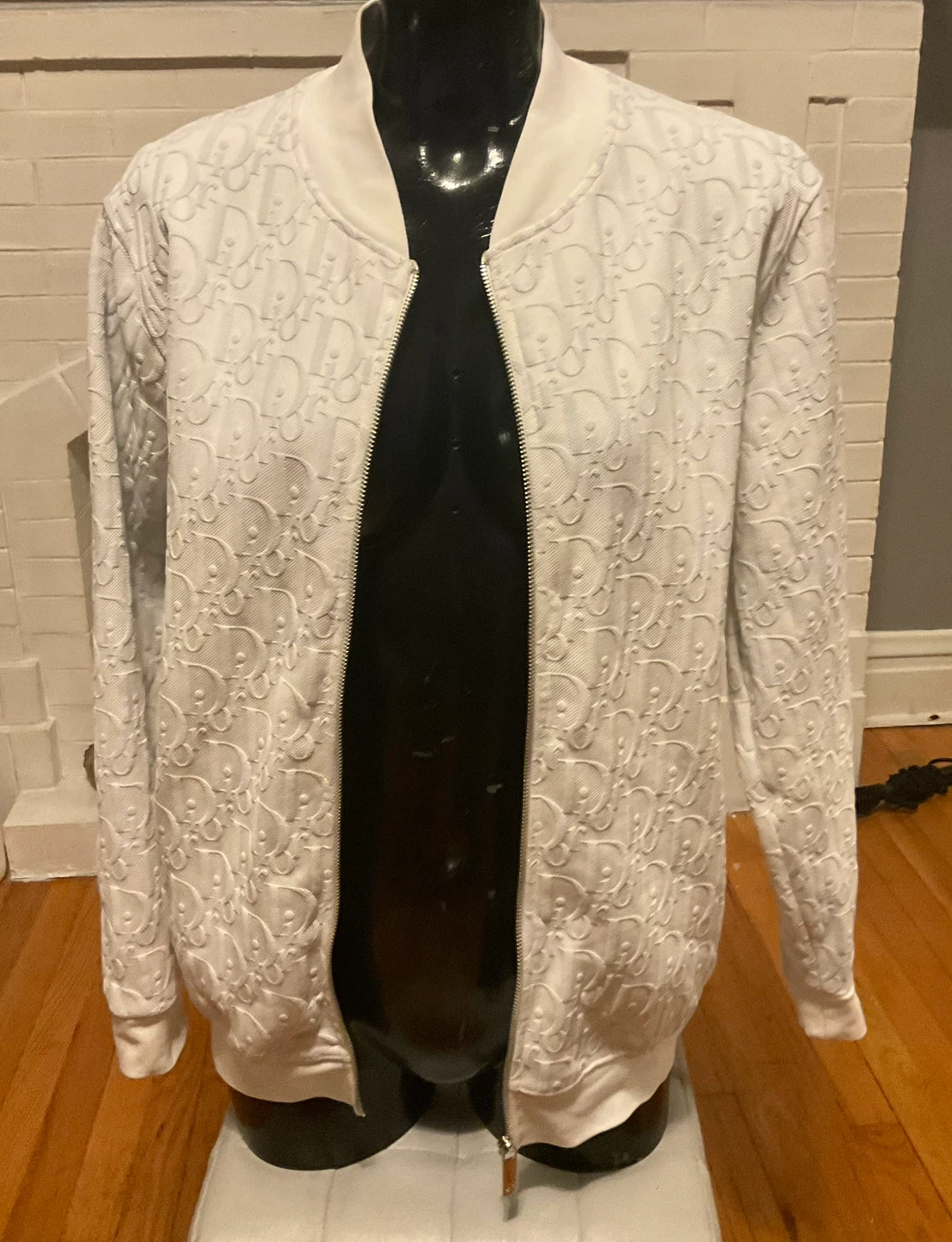 Unisex Dior White Monogram Bomber Jacket