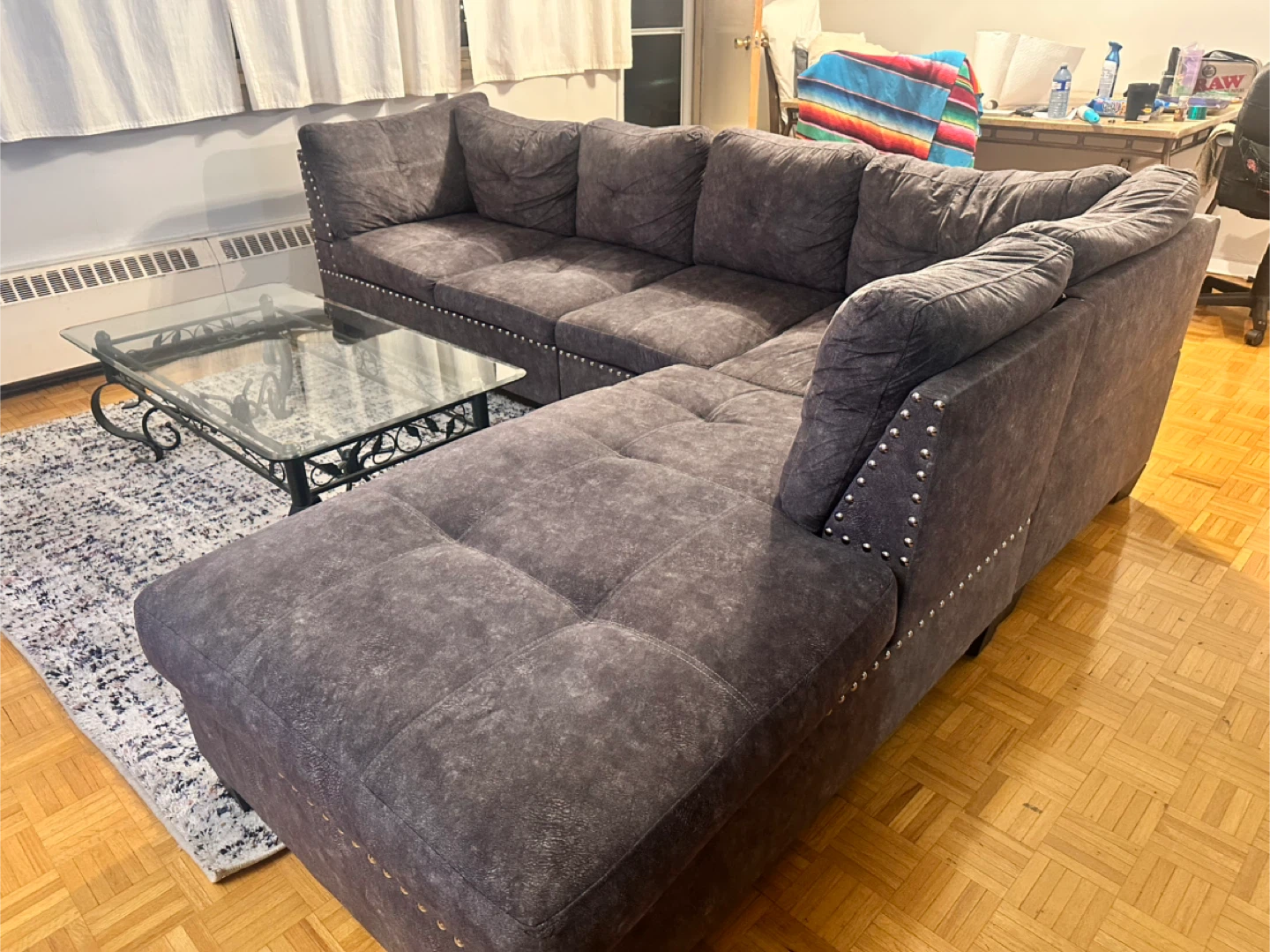 Grey L couch