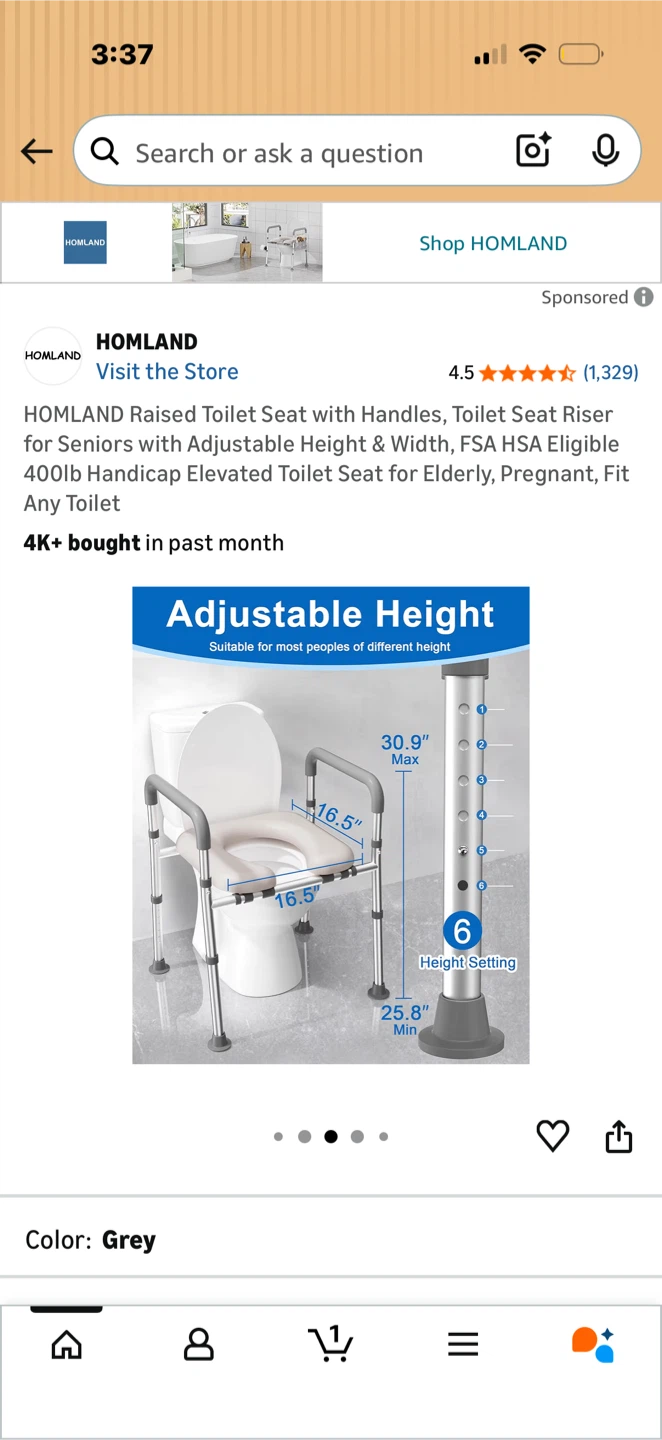 HOMLAND Raised Toilet Seat with Handles - photo 4