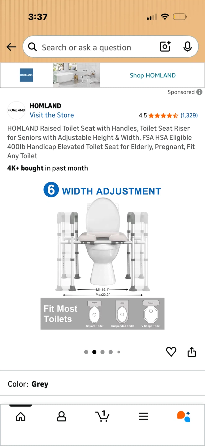 HOMLAND Raised Toilet Seat with Handles - photo 3