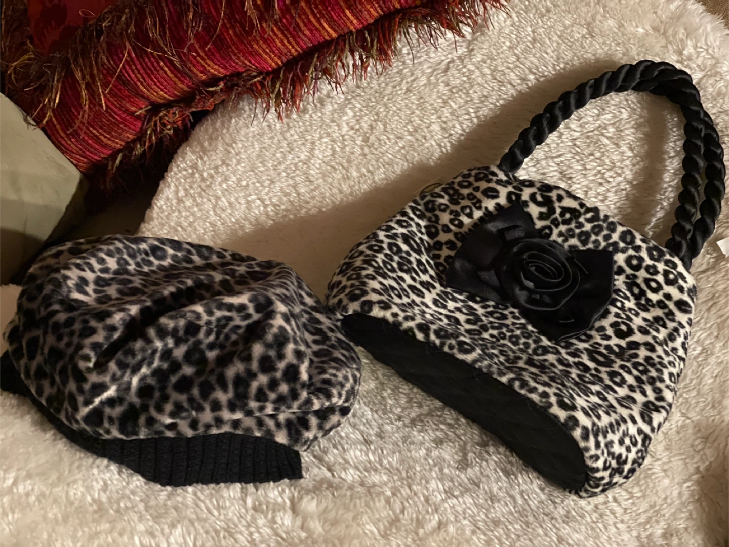 Leopard Print Hat and Handbag Set