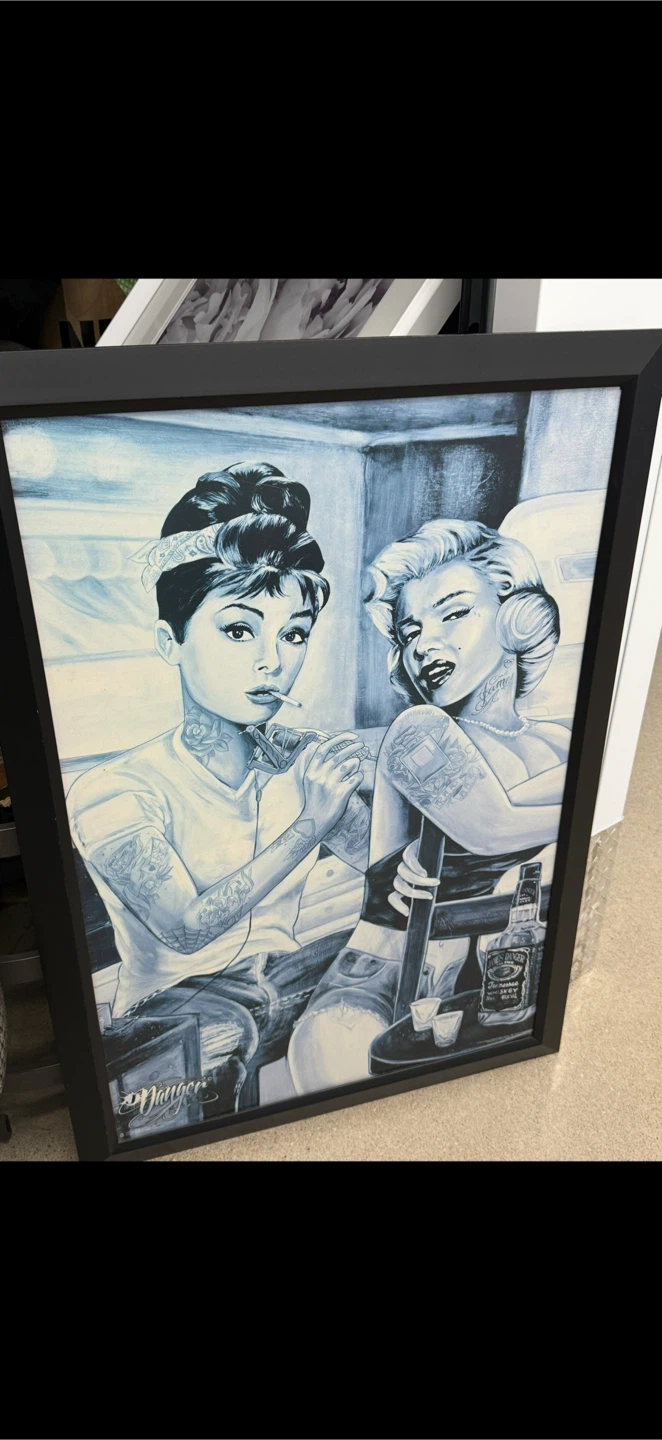 Framed Art Print of Tattooed Marilyn Monroe & Audrey Hepburn