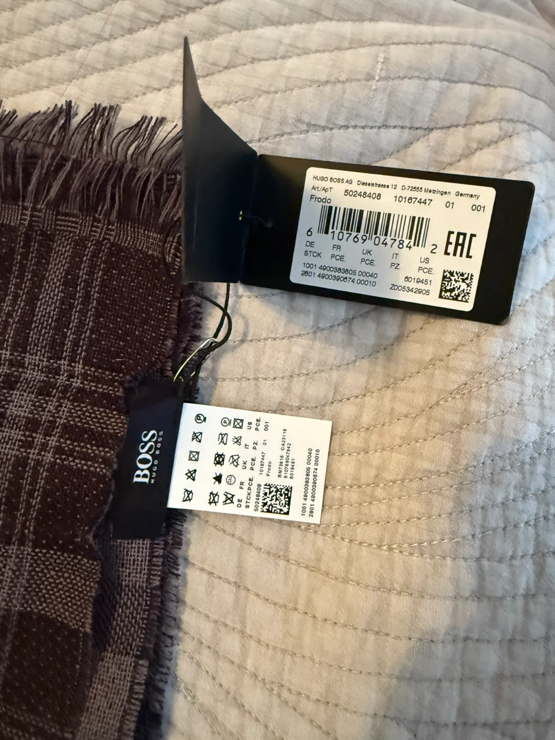 BOSS Plaid Scarf - Charcoal/Grey - photo 3
