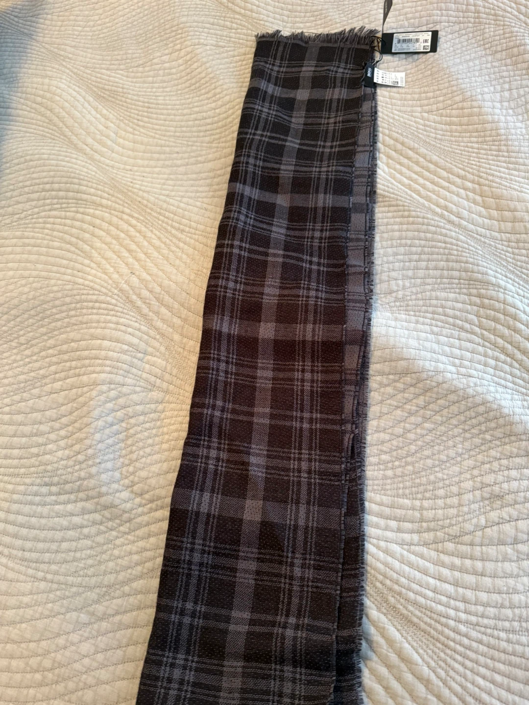 BOSS Plaid Scarf - Charcoal/Grey - photo 5