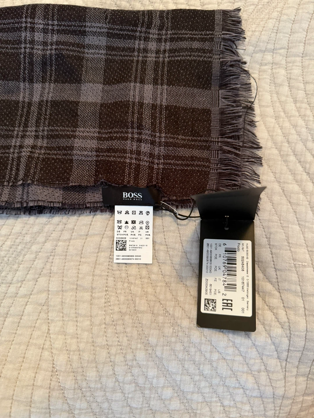 BOSS Plaid Scarf - Charcoal/Grey - photo 4