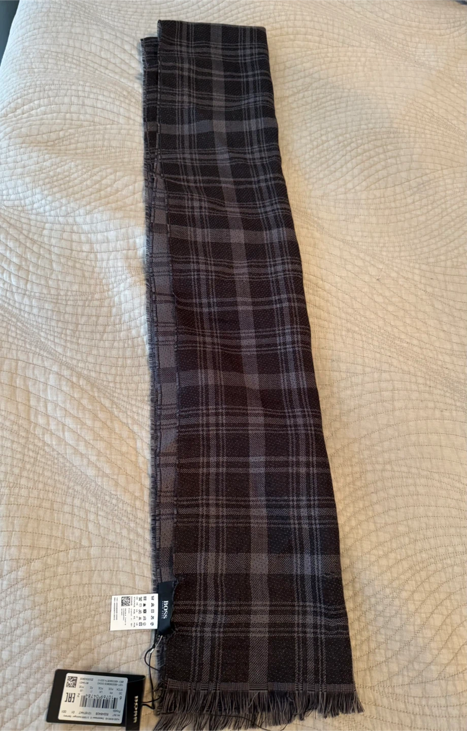 BOSS Plaid Scarf - Charcoal/Grey