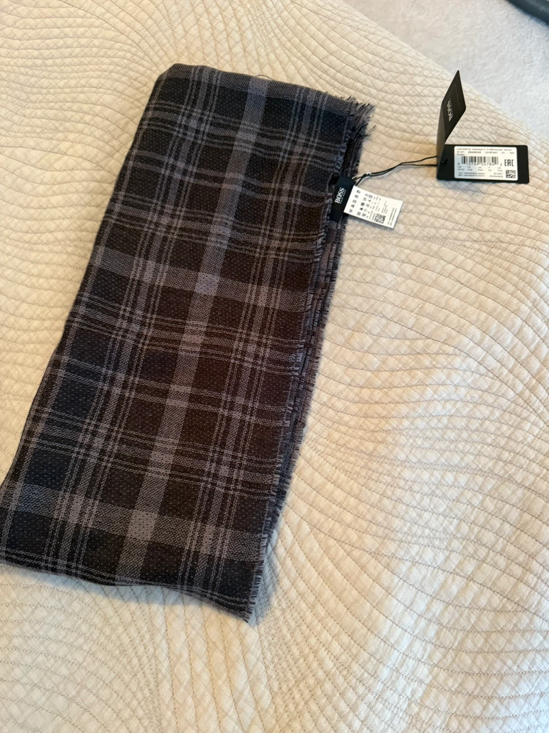 BOSS Plaid Scarf - Charcoal/Grey - photo 2