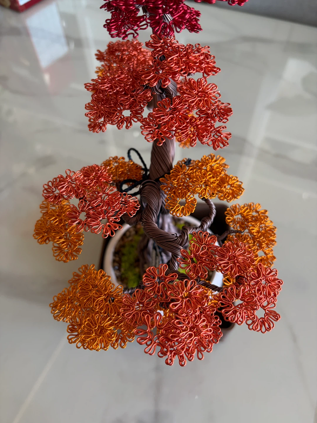 Handmade Wire Bonsai Tree Sculpture (Autumn) - photo 4