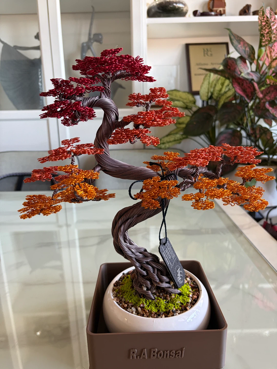 Handmade Wire Bonsai Tree Sculpture (Autumn)